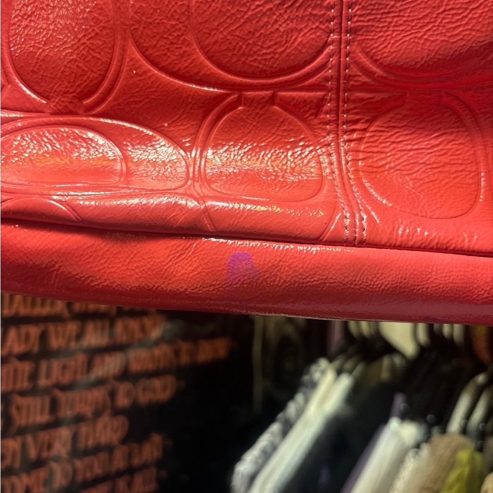 Coach Pink Embossed Leather Tote - Picture 3 of 6